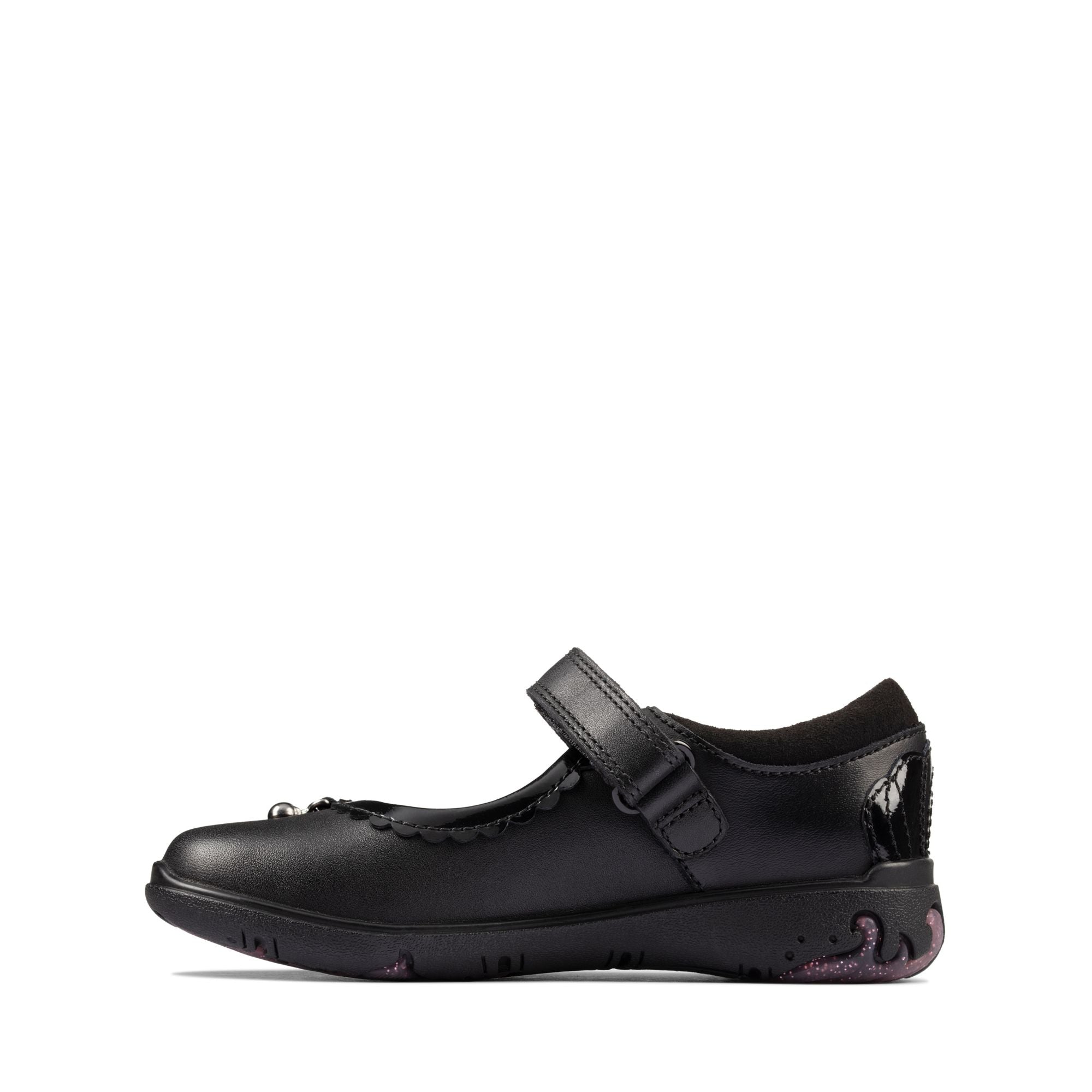 Clarks Sea Shimmer T Shoe-Black Lea F