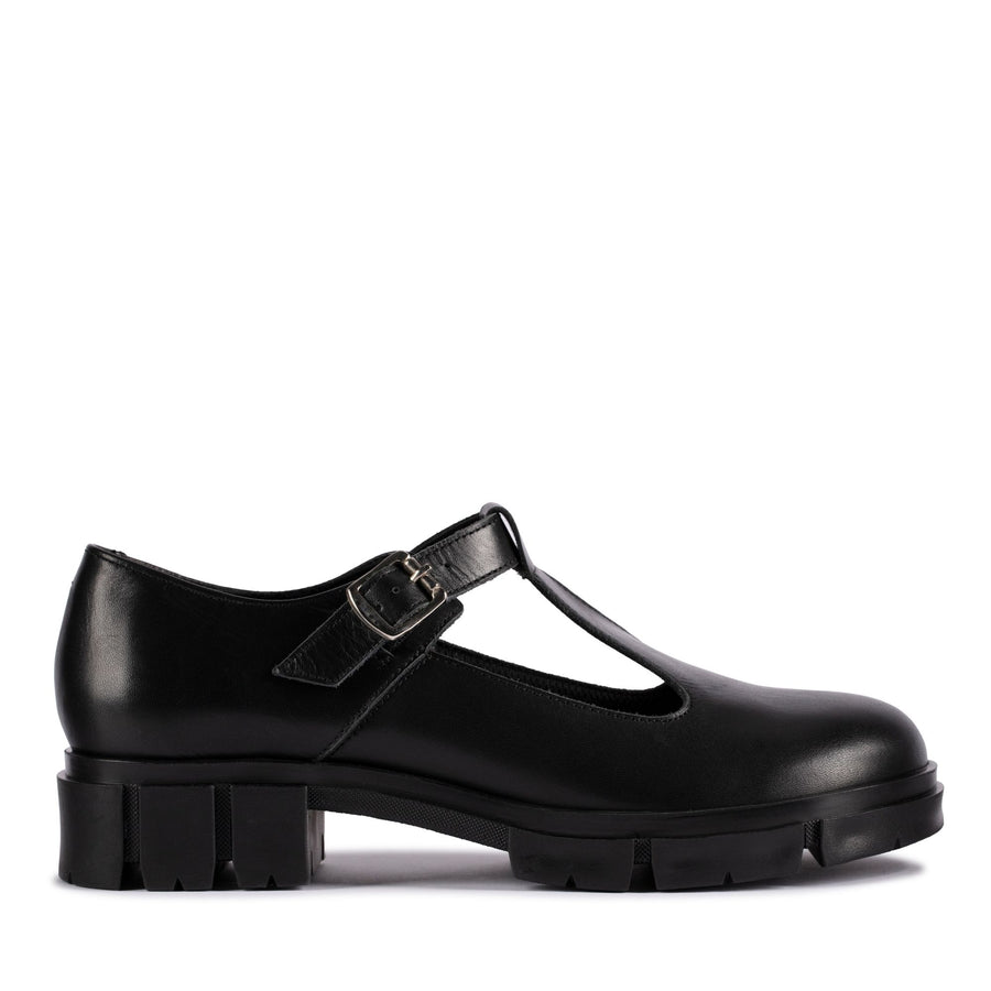 Clarks Teala Bar Shoes-Black Lea D