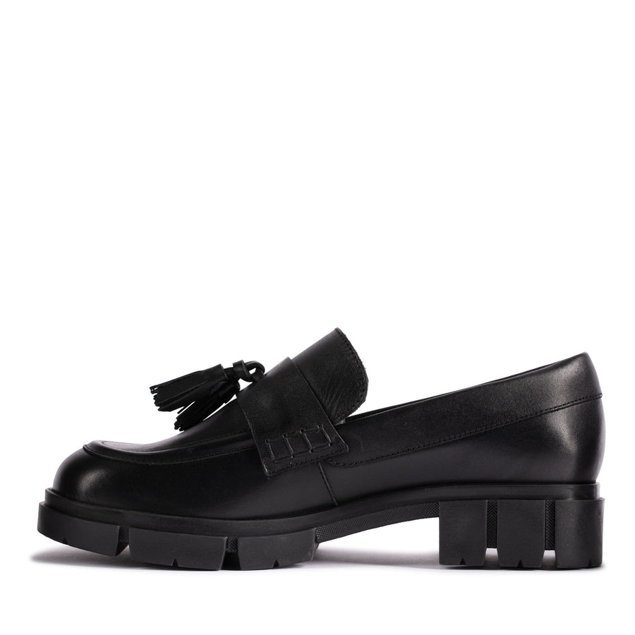 Clarks Teala Loafer Shoe-Black Lea D