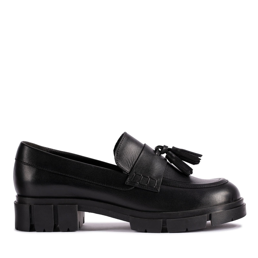 Clarks Teala Loafer Shoe-Black Lea D