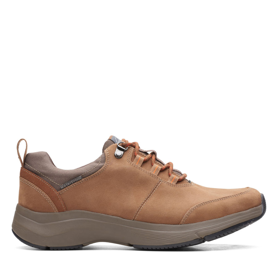 Clarks Wave2.0 Tie Shoes-Dk Tan Nub G