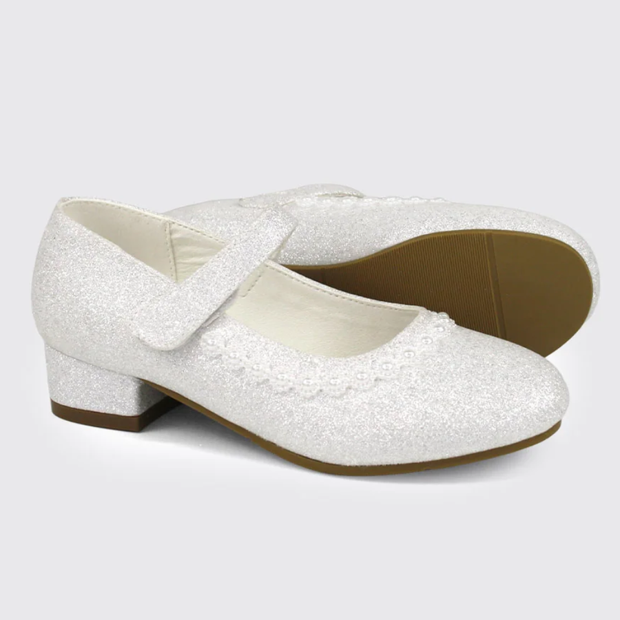 Dubarry Velma Communion Shoe-White Glitter