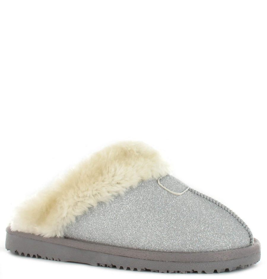 Ella Shoes Sparkle Slipper-Silver