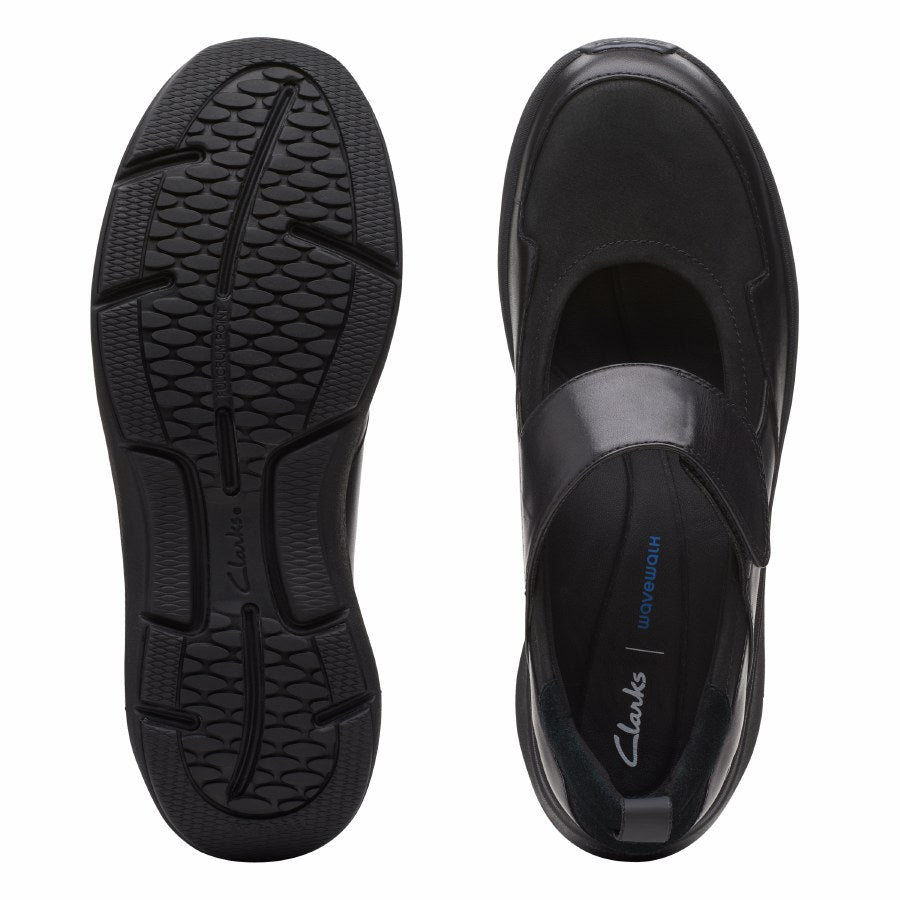 Clarks Wave2.0 Glide Shoes-Black Comb D