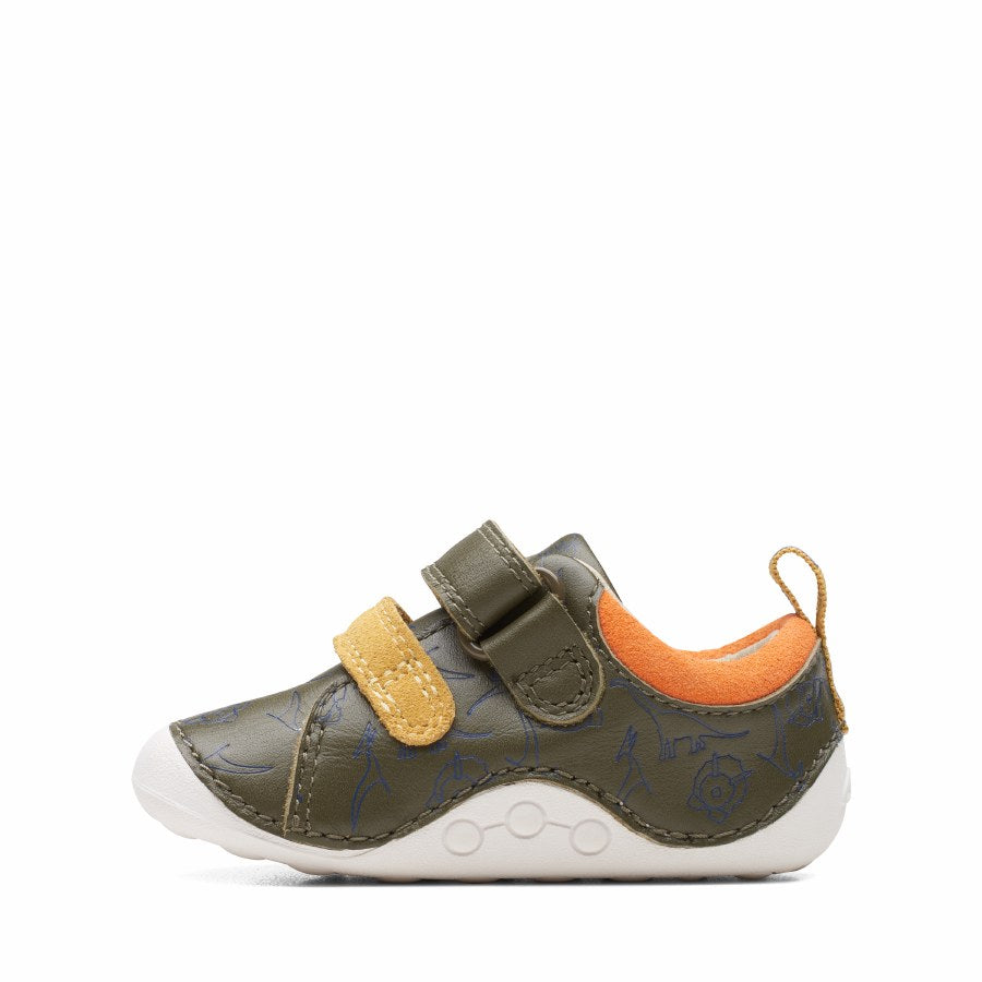 Clarks Tiny Rex T Shoes-Khaki Int G