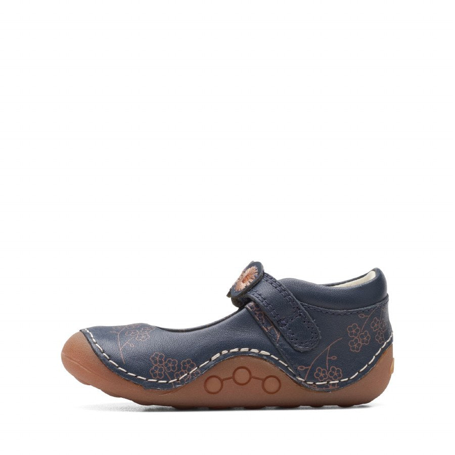 Clarks Tiny Flora T Shoes-Navy Combi G