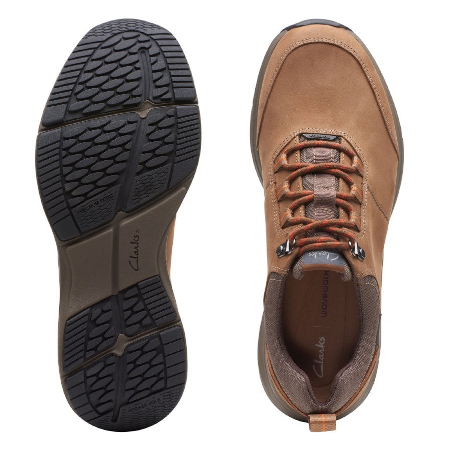 Clarks Wave2.0 Tie Shoes-Dk Tan Nub G