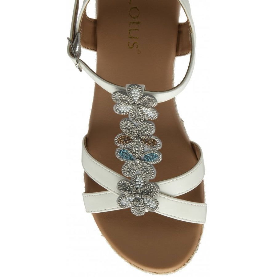Lotus Leticia Wedge Sandal-White