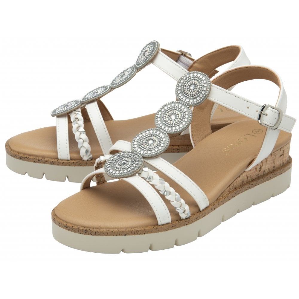 Lotus Shannon Wedge Sandal-White