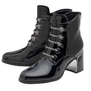 Lotus Paisley Ankle Boot-Black Patent