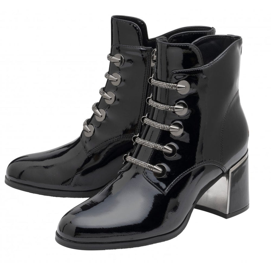 Lotus Paisley Ankle Boot-Black Patent