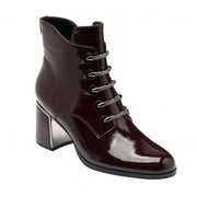 Lotus Paisley Ankle Boot-Bordo Patent
