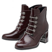 Lotus Paisley Ankle Boot-Bordo Patent