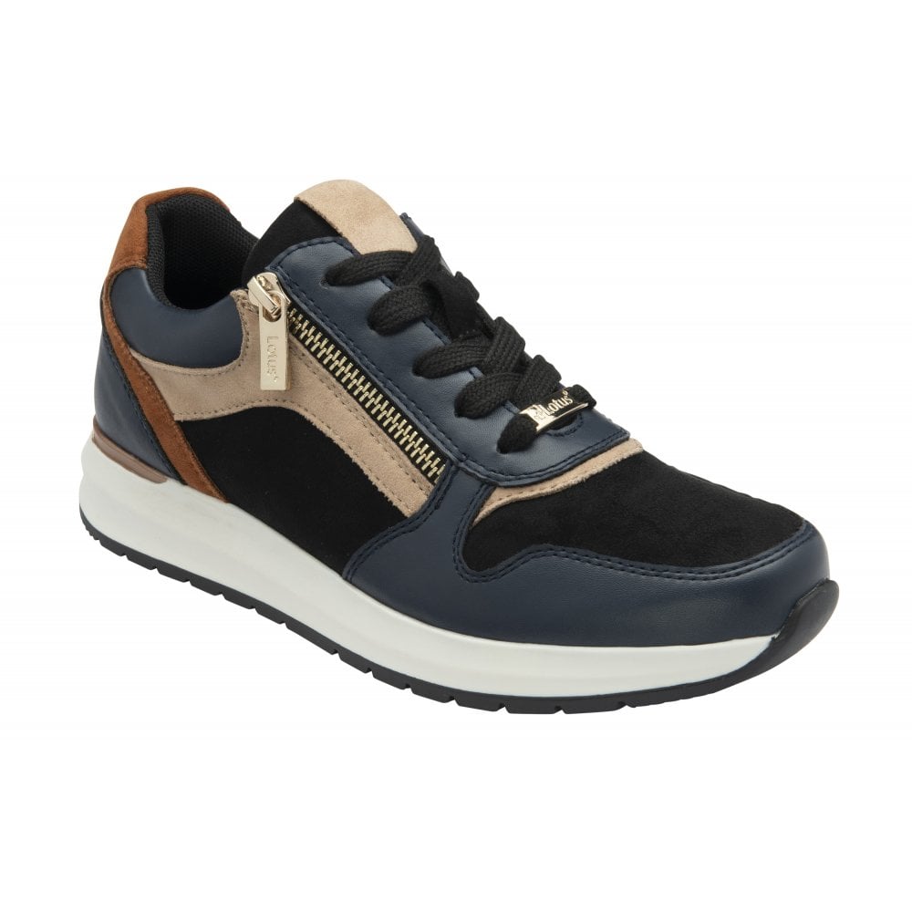 Lotus Venus Ladies Shoe-Navy/Tan