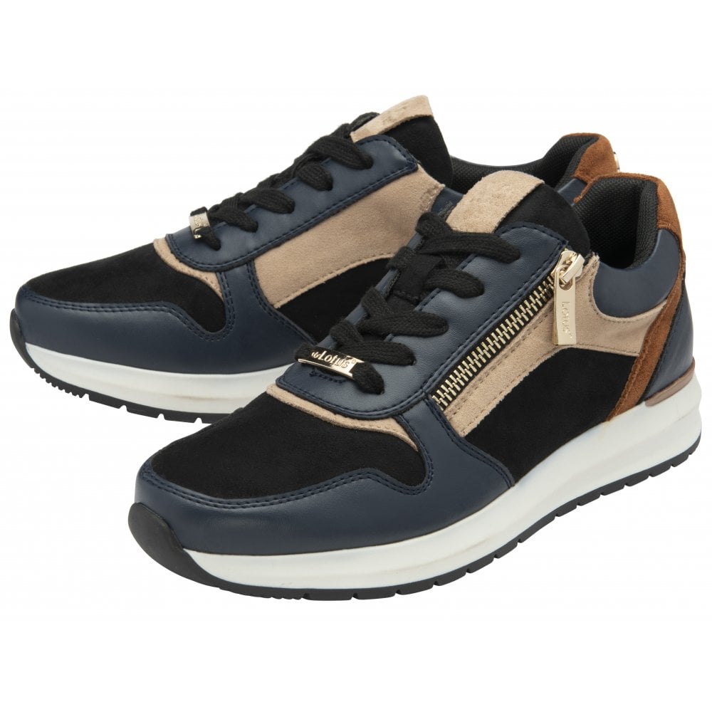 Lotus Venus Ladies Shoe-Navy/Tan