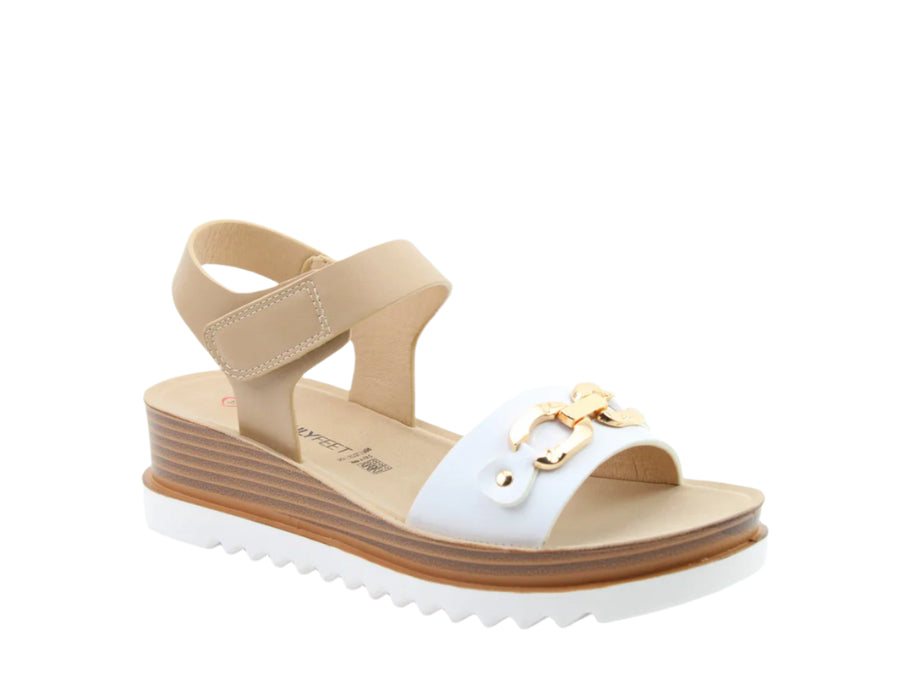 Heavenly Feet Maggie Sandal-Taupe/White